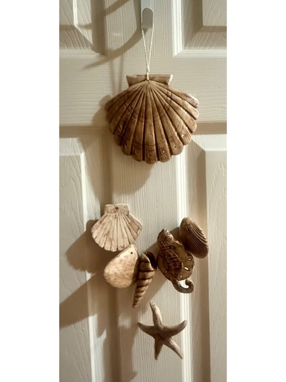 Hanging Ceramic Seashell & Starfish Wind Chime With Coastal Theme Décor Earthy T